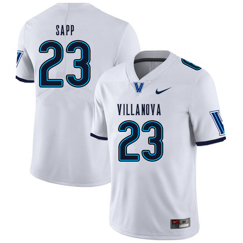 Men #23 Christian Sapp Villanova Wildcats College Football Jerseys Sale-White